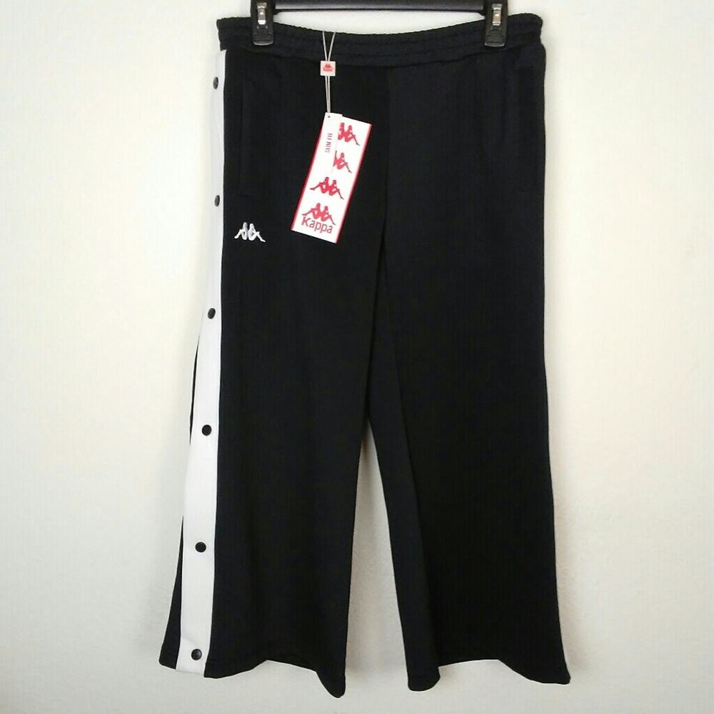 Kappa Authentic Barsi Wide Leg  Track Pants Black White Size Medium - Picture 4 of 7